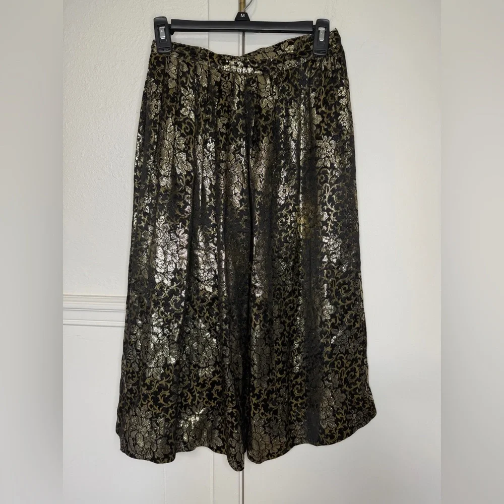 Albert Nipon Black and Gold A-Line Skirt 6